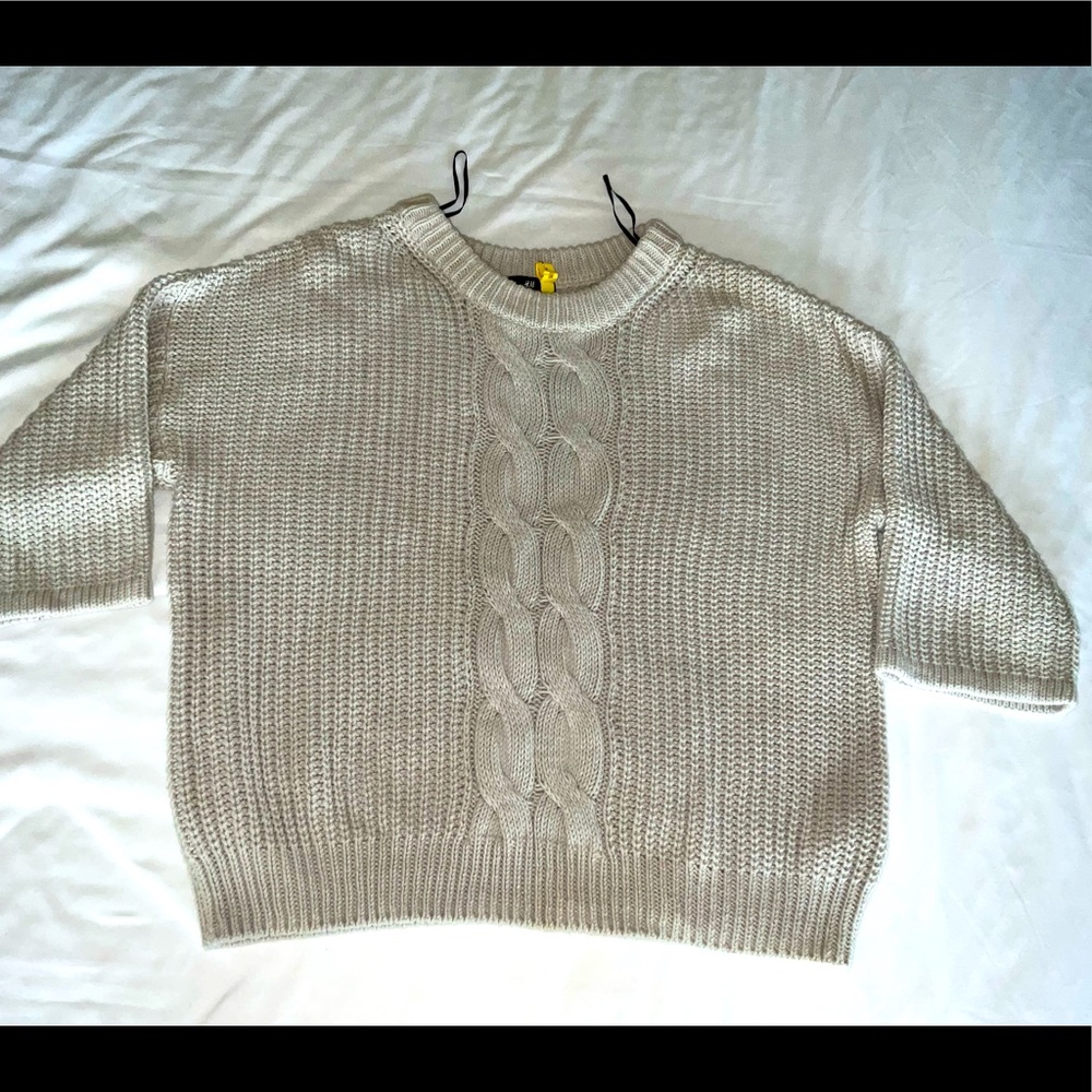 Cute Crop Braided Grey Sweater